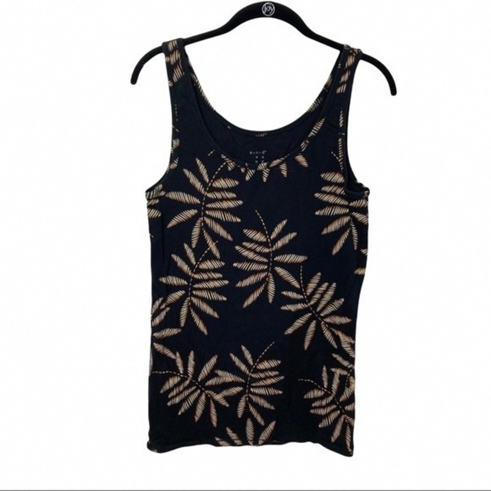 Black and Tan Leaf Print Women's Tank Top